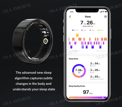 2025 New For Xiaomi Men Smart Ring Women, Heart Rate and Blood Oxygen Monitor Smartring IP68 & 5ATM Waterproof, Multi-sport Mode