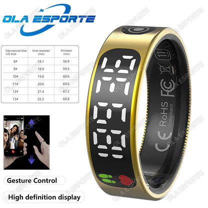 Smart Ring For Xiaomi Samsung Ring with Display Screen Gesture Swipe Tiktok Video Health Monitor IP68 &5ATM Waterproof Smartring