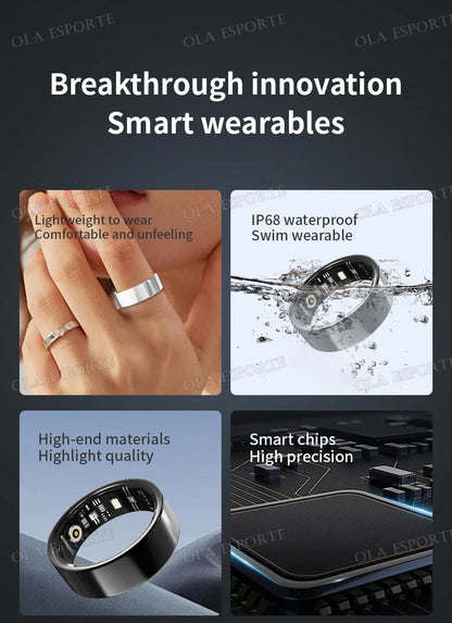 2025 New For Xiaomi Men Smart Ring Women, Heart Rate and Blood Oxygen Monitor Smartring IP68 & 5ATM Waterproof, Multi-sport Mode