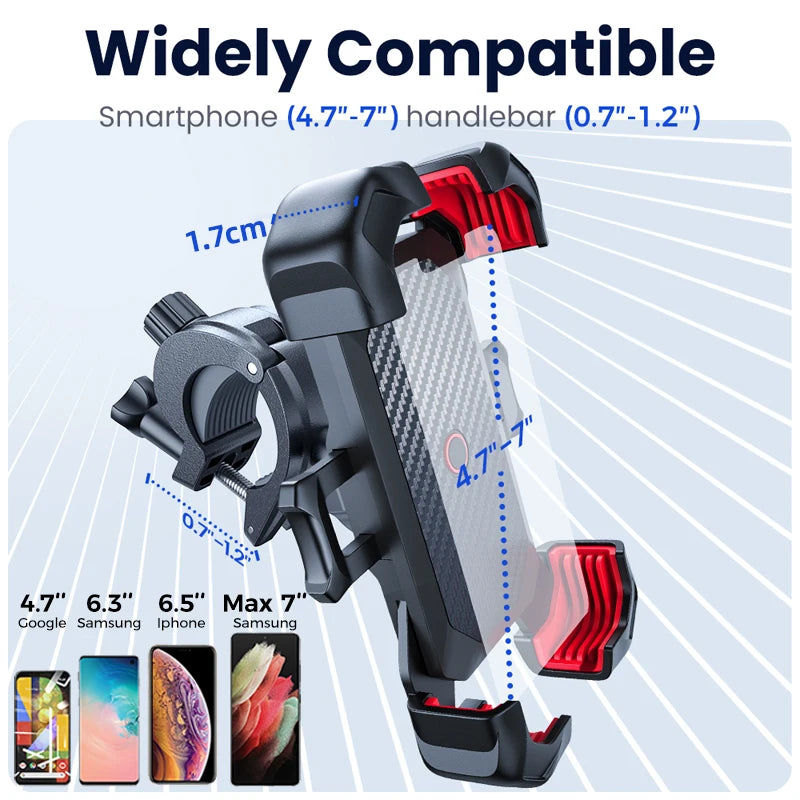 Joyroom Universal-Fahrradtelefonhalter, 360°-Ansicht, Fahrradtelefonhalter für 4,7-7 Zoll Handyständer, stoßfeste Halterung, GPS-Clip