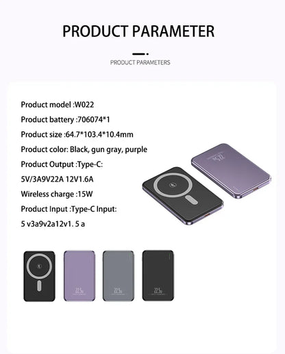 OnePlus 50000mAh Magnetic Power Bank Magnet Wireless Ultra Slim Fast Charge Auxiliary Battery Charging For IPhone Samsung Xiaomi