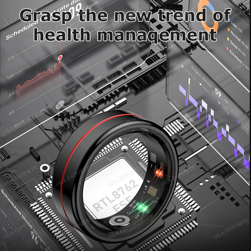 For Xiaomi Smart Ring Blood Pressure Heart Rate Monitoring Smartring IP68 & 5ATM Waterproof Multi-sport Mode Smartring Man Women