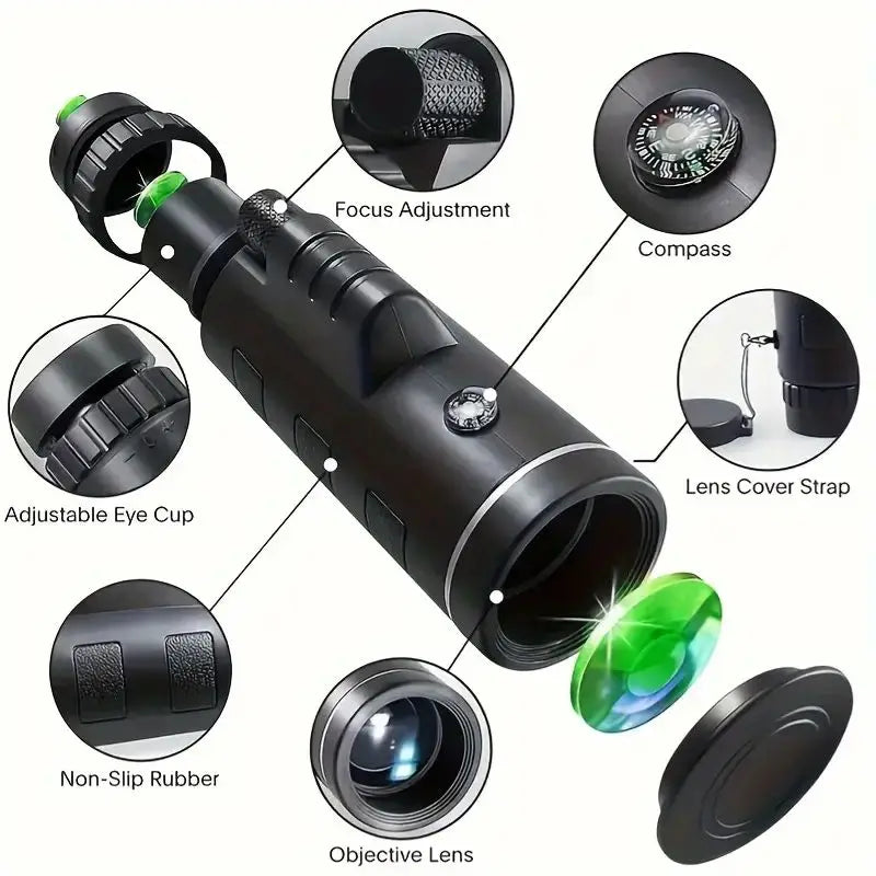 10x40 High Power Monocular for Smartphone, HD Telescope for Adults, Bird Watching, Hunting, Travel, Camping & Stargazing