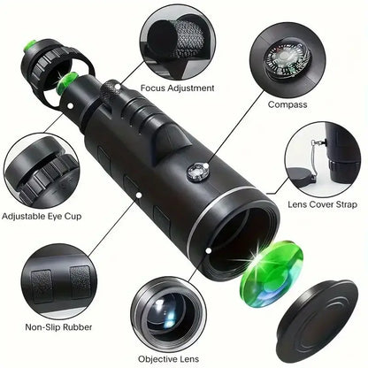 10x40 High Power Monocular for Smartphone, HD Telescope for Adults, Bird Watching, Hunting, Travel, Camping & Stargazing
