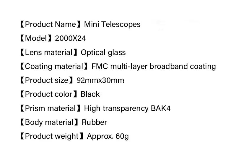2000x24 HD Monocular Telescope Mini Portable Mobile Phone Telescope with Holder Outdoor Camping Hunting Birdwatching Telescopes