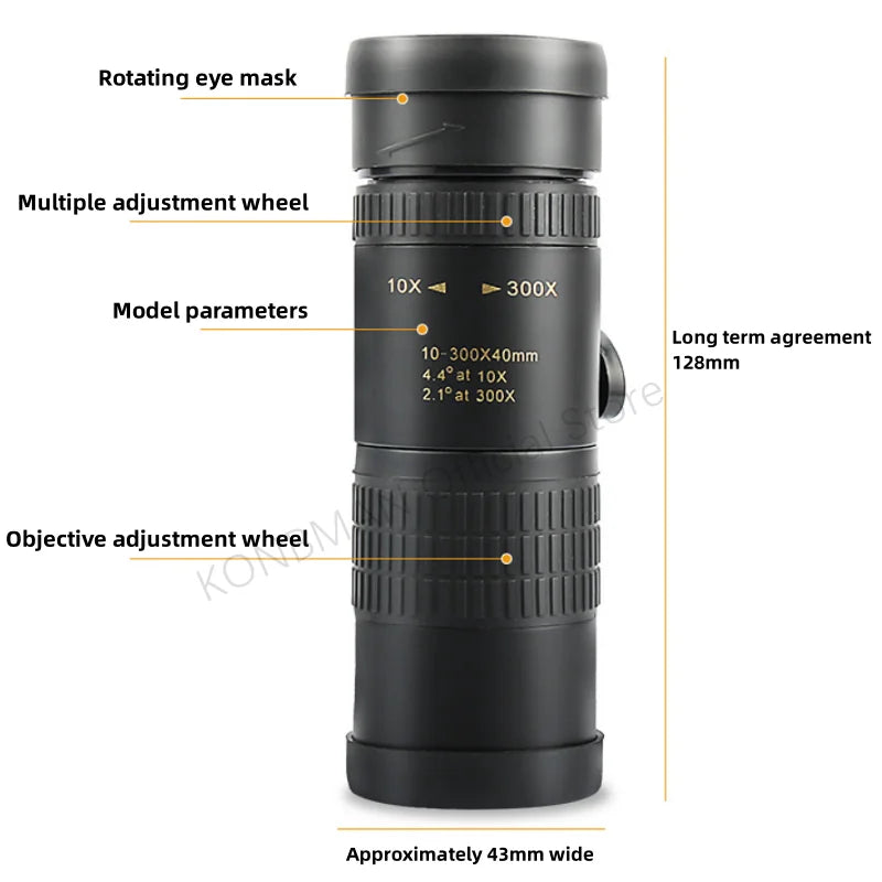 10-300X Zoom High Definition Powerful Binocular Telescope Remote Portable High Quality Professional Hunting Monocular Telescope