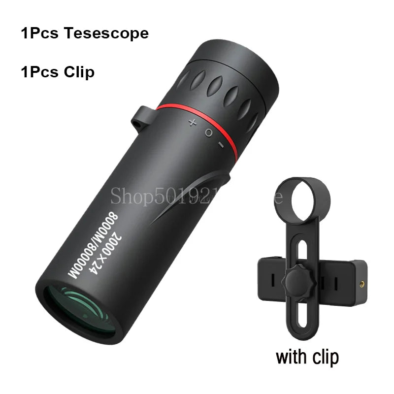 2000x24 HD Monocular Telescope Mini Portable Mobile Phone Telescope with Holder Outdoor Camping Hunting Birdwatching Telescopes