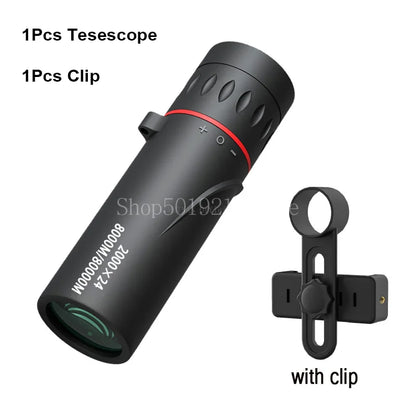 2000x24 HD Monocular Telescope Mini Portable Mobile Phone Telescope with Holder Outdoor Camping Hunting Birdwatching Telescopes