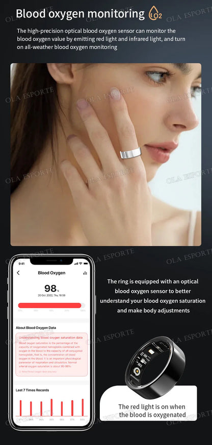2025 New For Xiaomi Men Smart Ring Women, Heart Rate and Blood Oxygen Monitor Smartring IP68 & 5ATM Waterproof, Multi-sport Mode