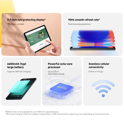 Pad SE 8.7 inch Global Version Mi Tablet MTK Helio G85 6650mAh Dual speakers Dolby Atmos® 90Hz Display