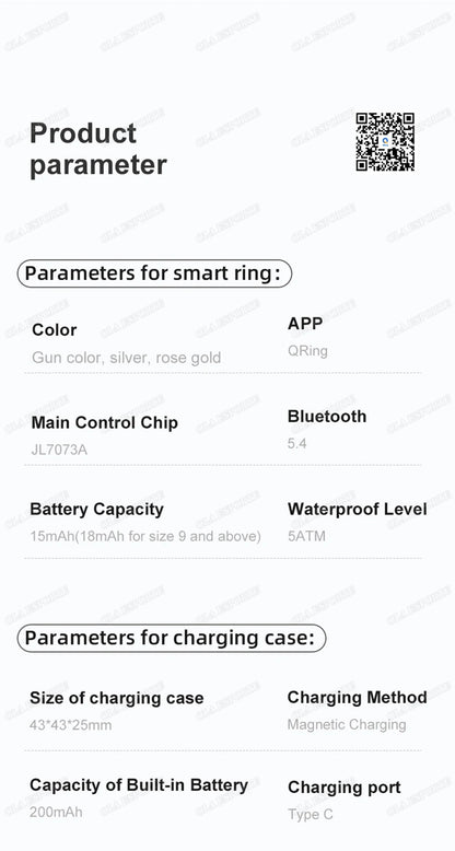 For Xiaomi Smart Ring Blood Pressure Heart Rate Monitoring Smartring IP68 & 5ATM Waterproof Multi-sport Mode Smartring Man Women
