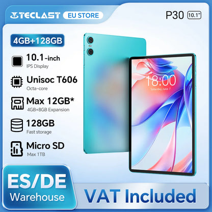 Teclast P30 Android 14 Tablet, 10.1 Inches, Maximum 12 Gb Ram, 128Gb Rom, 1280X800 Ips, Unisoc T606, 8 Cores, 6000 Mah