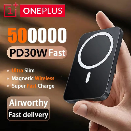 OnePlus 50000mAh Magnetic Power Bank Magnet Wireless Ultra Slim Fast Charge Auxiliary Battery Charging For IPhone Samsung Xiaomi