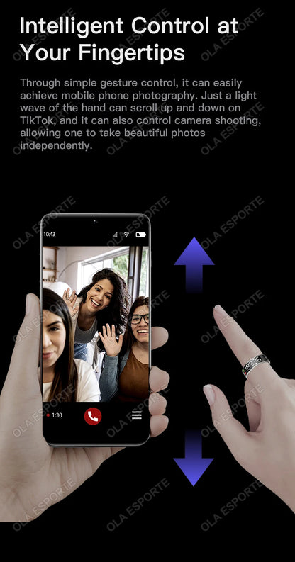 Smart Ring For Xiaomi Samsung Ring with Display Screen Gesture Swipe Tiktok Video Health Monitor IP68 &5ATM Waterproof Smartring