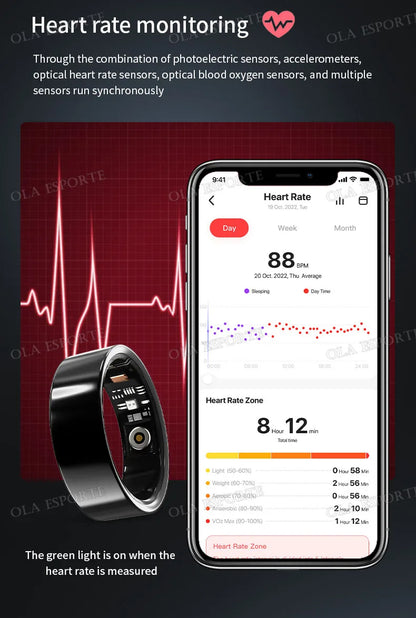 2025 New For Xiaomi Men Smart Ring Women, Heart Rate and Blood Oxygen Monitor Smartring IP68 & 5ATM Waterproof, Multi-sport Mode