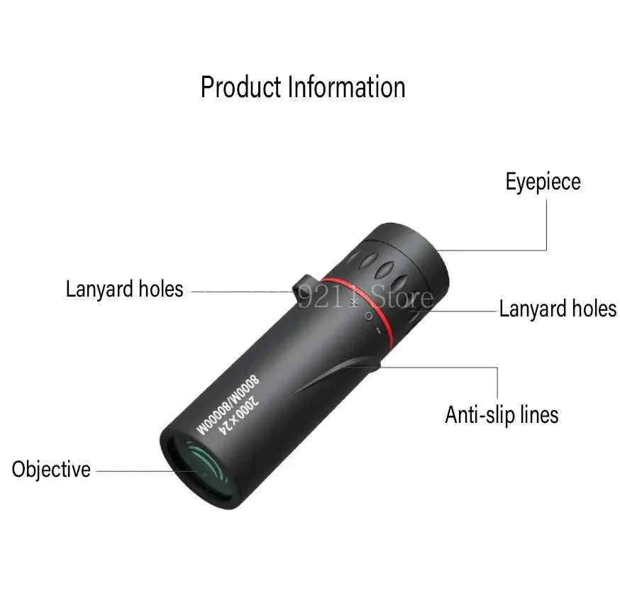 2000x24 HD Monocular Telescope Mini Portable Mobile Phone Telescope with Holder Outdoor Camping Hunting Birdwatching Telescopes