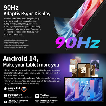 Teclast T60 Android 14 Tablet 12" 2K 90Hz Display, UNISOC T620, Max 20GB RAM, 256GB ROM, 8000mAh, 18W Fast Charge, 4G LTE, GPS