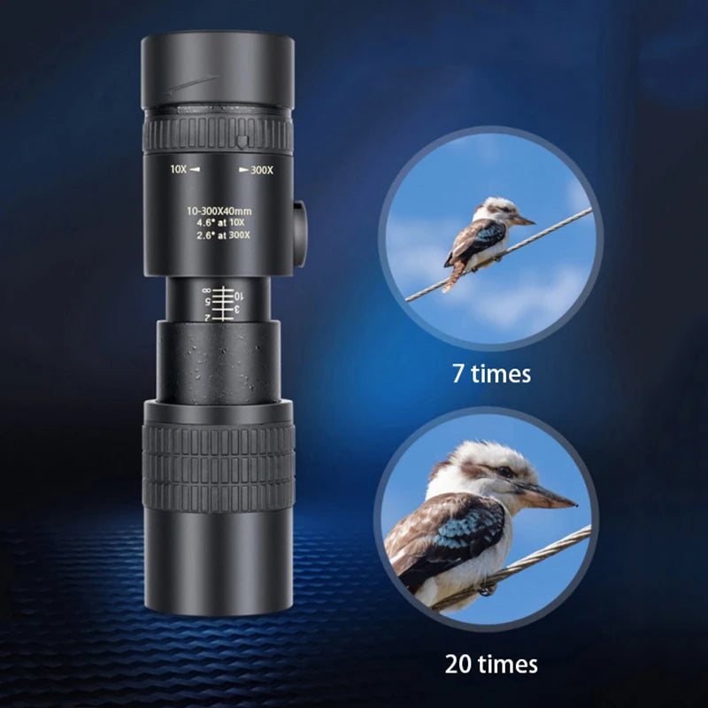 10-300x40 Zoom Telescope HD Portable Strong Binoculars Long Range Professional Monocular Low Night Vision For Hunting Camping