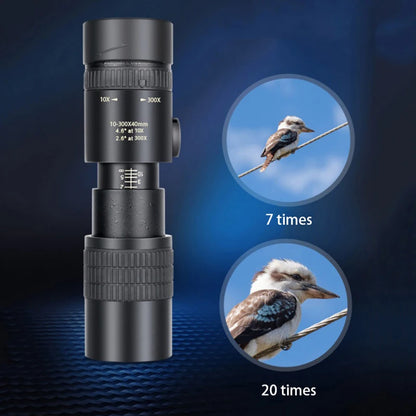 10-300x40 Zoom Telescope HD Portable Strong Binoculars Long Range Professional Monocular Low Night Vision For Hunting Camping
