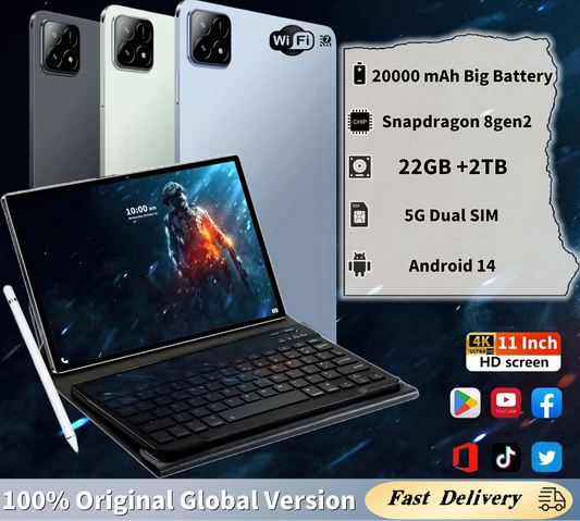 2025 Global Version PAD 7S Pro Snapdragon 8GEN2 Android 14 Tablet 11Inch HD 22GB+2TB 20000 mAh 5G Dual SIM Wifi Tables PC