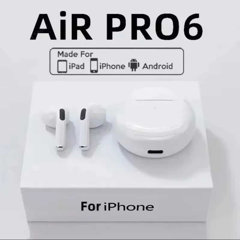 NEU Pro 6 TWS Kabellose Kopfhörer mit Mikrofon Fone Bluetooth-Ohrhörer Sport Lauf-Headset für Apple iPhone Xiaomi Pro6 Ohrhörer