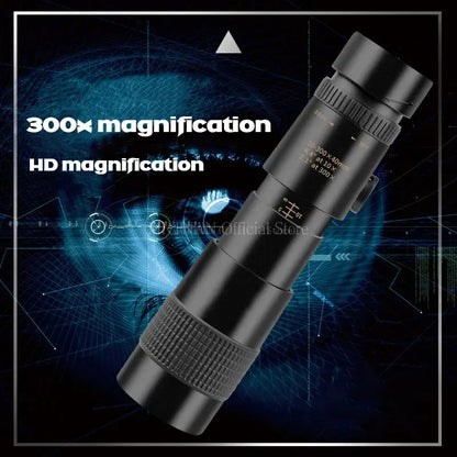 10-300X Zoom Metal HD Bak4 Powerful Binoculars Long Range Quality Portable Professional Telescope Monocular for Hunting