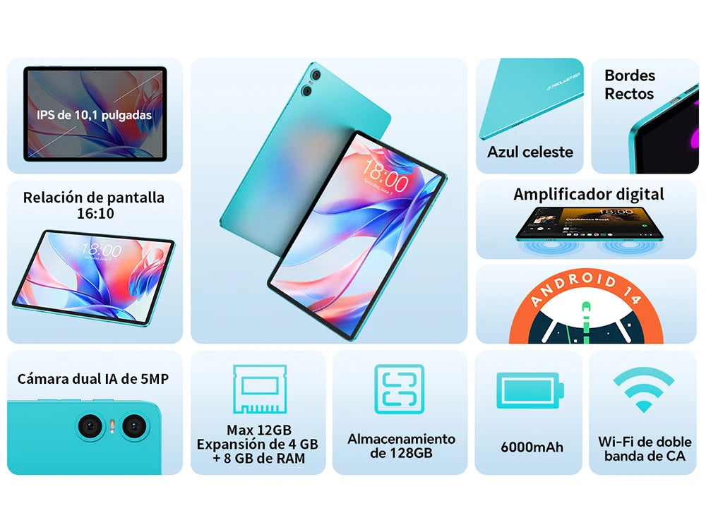 Teclast P30 Android 14 Tablet, 10.1 Inches, Maximum 12 Gb Ram, 128Gb Rom, 1280X800 Ips, Unisoc T606, 8 Cores, 6000 Mah