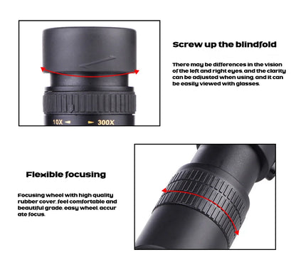 10-300X Zoom Metal HD Bak4 Powerful Binoculars Long Range Quality Portable Professional Telescope Monocular for Hunting