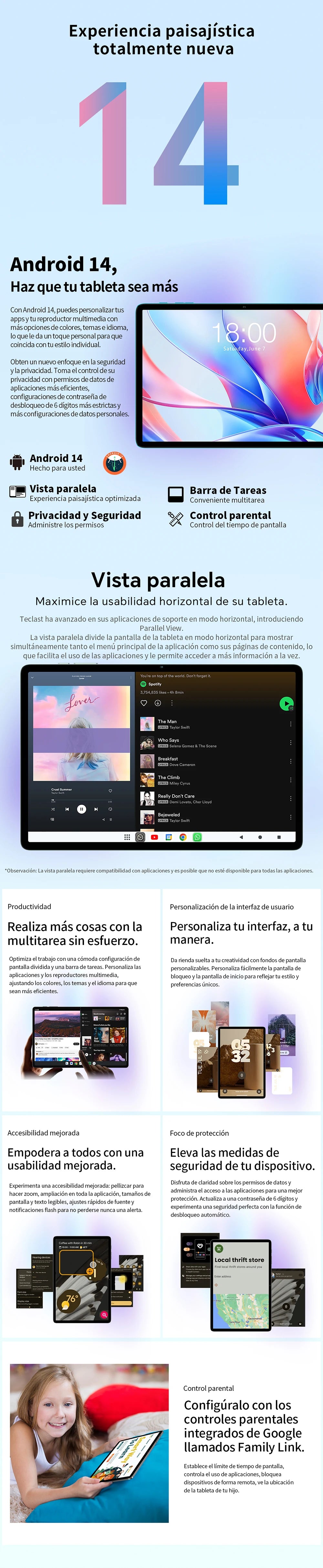 Teclast P30 Android 14 Tablet, 10.1 Inches, Maximum 12 Gb Ram, 128Gb Rom, 1280X800 Ips, Unisoc T606, 8 Cores, 6000 Mah