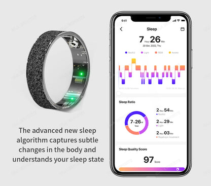 New Smart Ring with Charging Case for men women,Health and Sleep Monitor,iP68 & 5ATM Waterproof,Multi-sport Mode,For Android ios