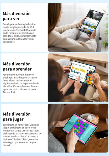 Teclast P30 Android 14 Tablet, 10.1 Inches, Maximum 12 Gb Ram, 128Gb Rom, 1280X800 Ips, Unisoc T606, 8 Cores, 6000 Mah