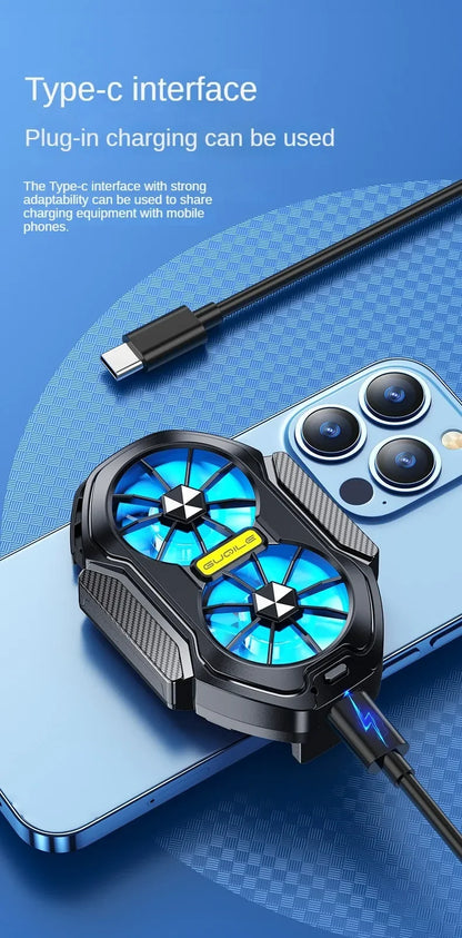 FS01 Dual Fan For Phone Ice Cooling Universal Rechargeable Mobile Phone Cooler, Long Lasting, Stronger Cooling, Air Cooling Fan