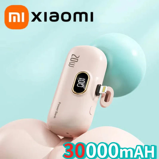 Xiaomi 30000mAh Mini Portable Power Bank Capsule Mobile Power Supply Emergency External Battery Fast Charger For Type-c iPhone