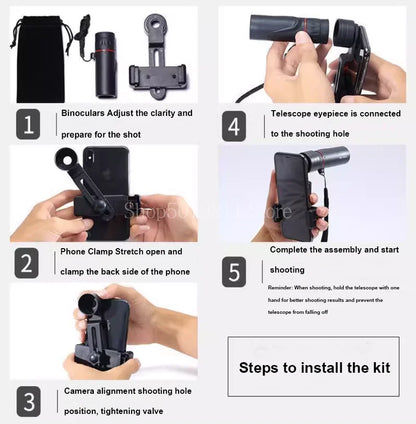 2000x24 HD Monocular Telescope Mini Portable Mobile Phone Telescope with Holder Outdoor Camping Hunting Birdwatching Telescopes