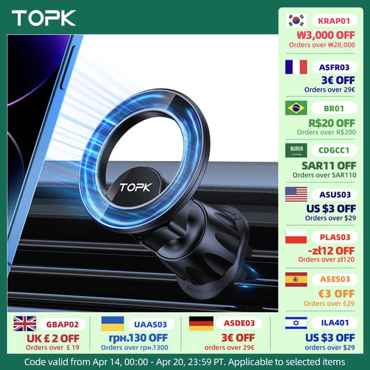 TOPK for Magsafe Car Mount,Magnetic Phone Holder for Car Air Vent Phone Holder Mount 360° Rotation Phone Holders for iPhone 15