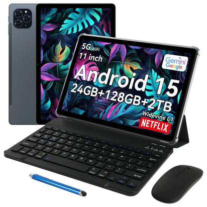TABWEE T90 Android 15 11'' Tablet PC with Keyboard, Gemini AI, 8+16GB RAM 128GB ROM, T615 Octa Core, 8000mAh Battery Widevine L1