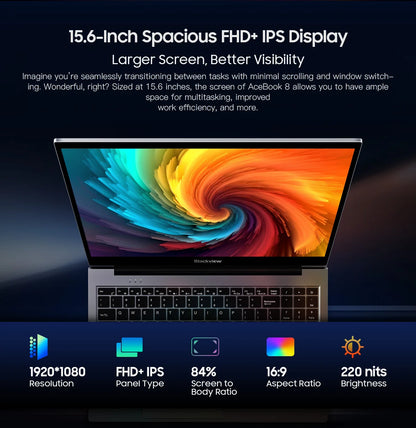 Blackview AceBook 8 Laptop 15.6" 12th Gen Intel Alder Lake N97 16GB RAM 512GB SSD + expansion up to 1TB Windows 11 Home 15.6"