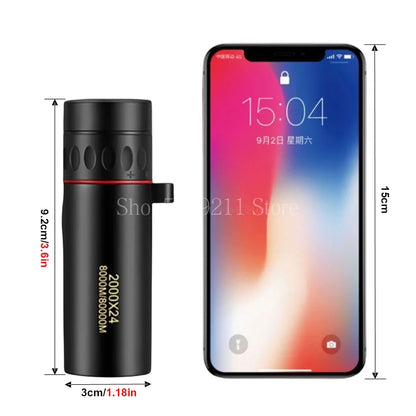 2000x24 HD Monocular Telescope Mini Portable Mobile Phone Telescope with Holder Outdoor Camping Hunting Birdwatching Telescopes