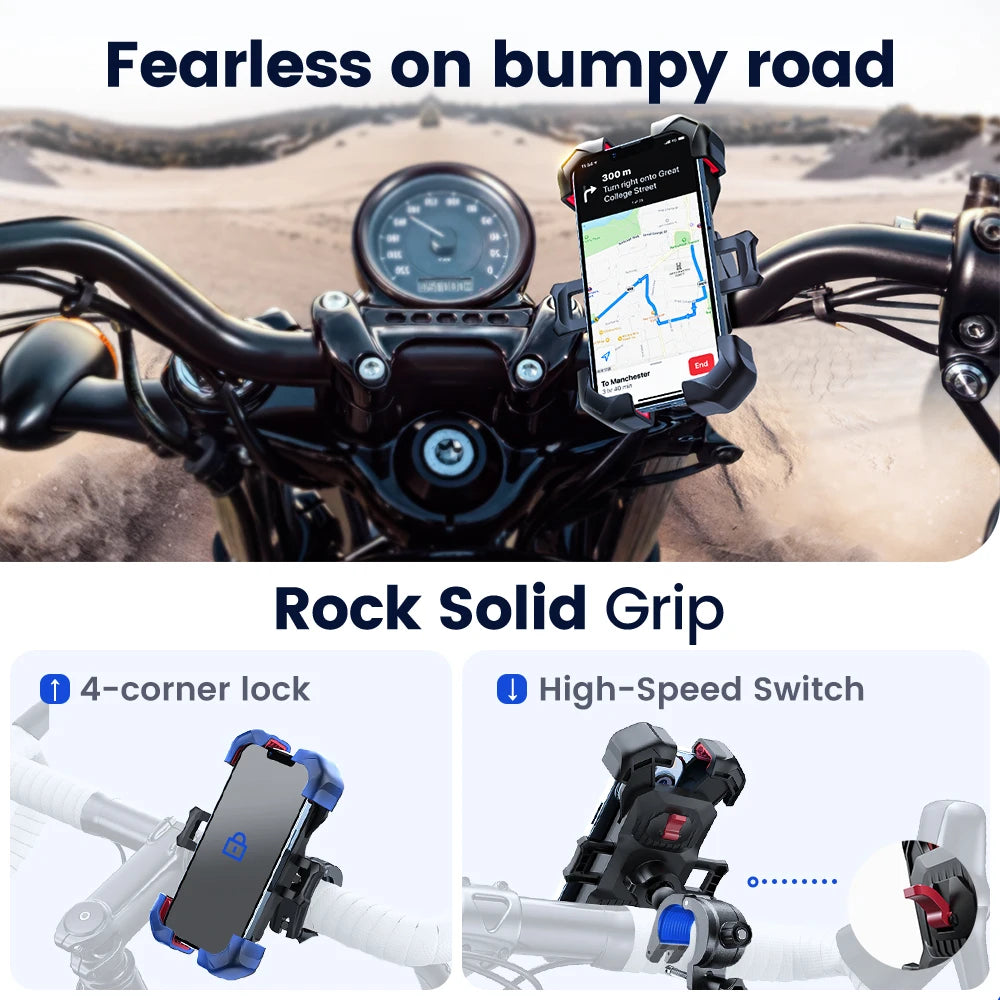 Joyroom Universal-Fahrradtelefonhalter, 360°-Ansicht, Fahrradtelefonhalter für 4,7-7 Zoll Handyständer, stoßfeste Halterung, GPS-Clip