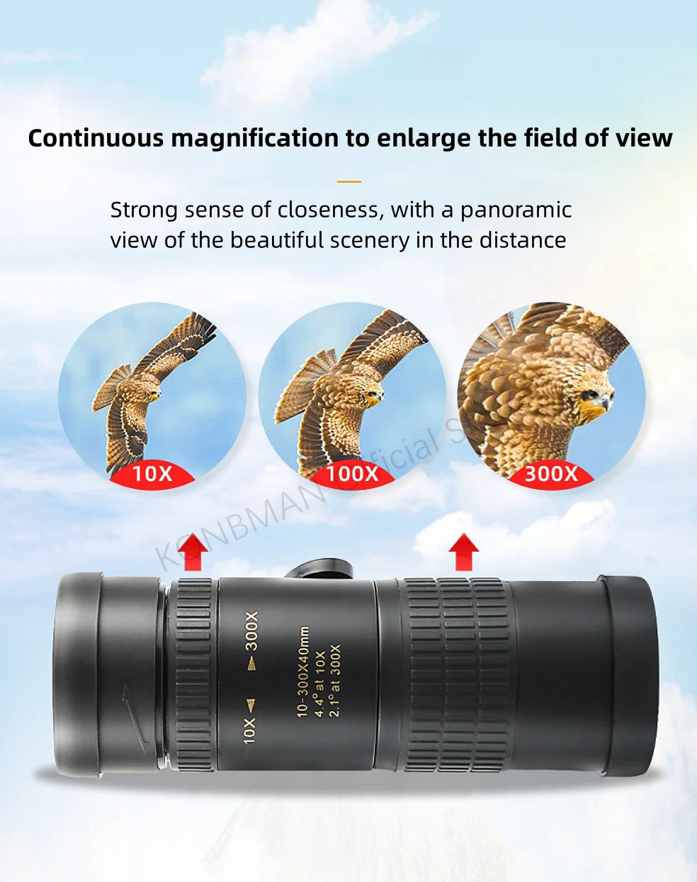 10-300X Zoom High Definition Powerful Binocular Telescope Remote Portable High Quality Professional Hunting Monocular Telescope