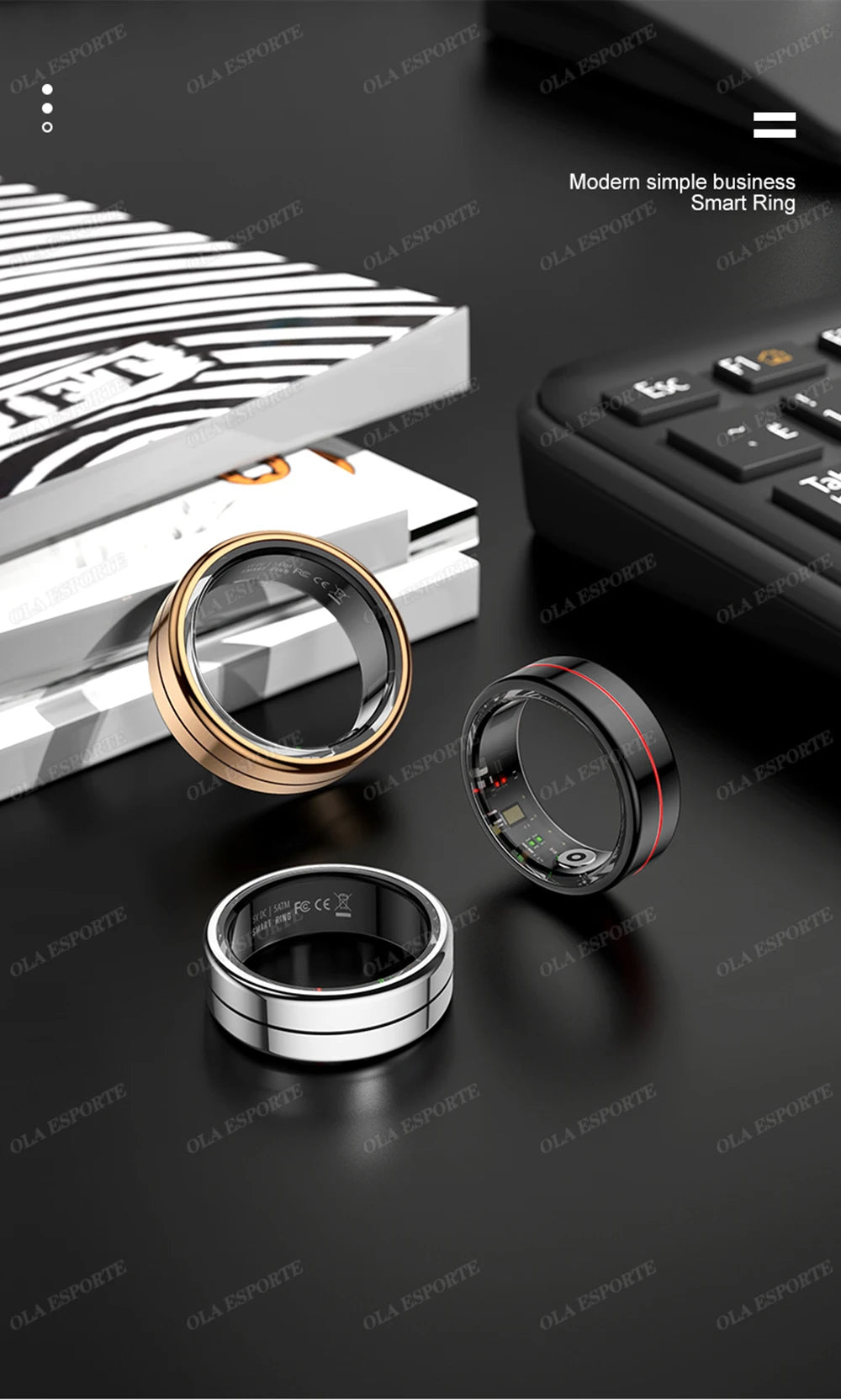 For Xiaomi Smart Ring Blood Pressure Heart Rate Monitoring Smartring IP68 & 5ATM Waterproof Multi-sport Mode Smartring Man Women