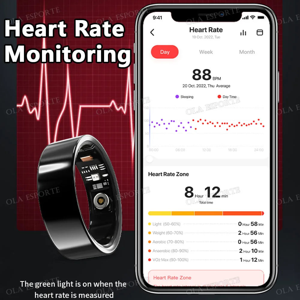 2025 New For Xiaomi Men Smart Ring Women, Heart Rate and Blood Oxygen Monitor Smartring IP68 & 5ATM Waterproof, Multi-sport Mode