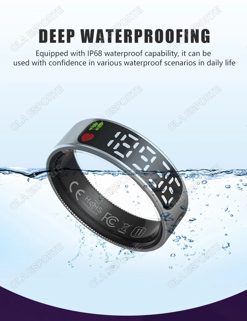 Smart Ring For Xiaomi Samsung Ring with Display Screen Gesture Swipe Tiktok Video Health Monitor IP68 &5ATM Waterproof Smartring