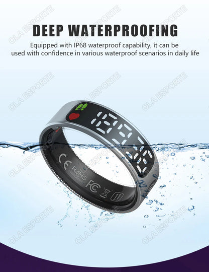 Smart Ring For Xiaomi Samsung Ring with Display Screen Gesture Swipe Tiktok Video Health Monitor IP68 &5ATM Waterproof Smartring