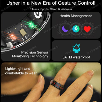 For Xiaomi Smart Ring Blood Pressure Heart Rate Monitoring Smartring IP68 & 5ATM Waterproof Multi-sport Mode Smartring Man Women