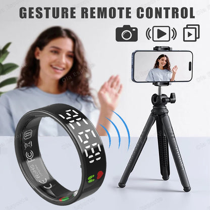 Smart Ring For Xiaomi Samsung Ring with Display Screen Gesture Swipe Tiktok Video Health Monitor IP68 &5ATM Waterproof Smartring