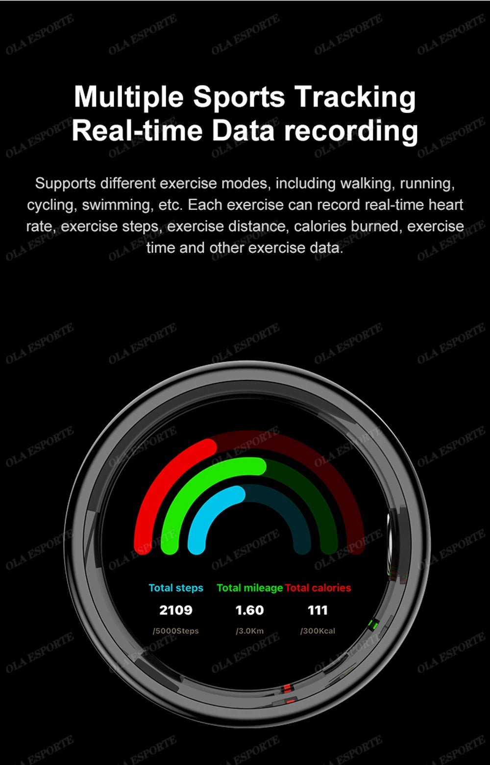 For Xiaomi Smart Ring Blood Pressure Heart Rate Monitoring Smartring IP68 & 5ATM Waterproof Multi-sport Mode Smartring Man Women