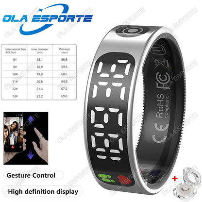 Smart Ring For Xiaomi Samsung Ring with Display Screen Gesture Swipe Tiktok Video Health Monitor IP68 &5ATM Waterproof Smartring