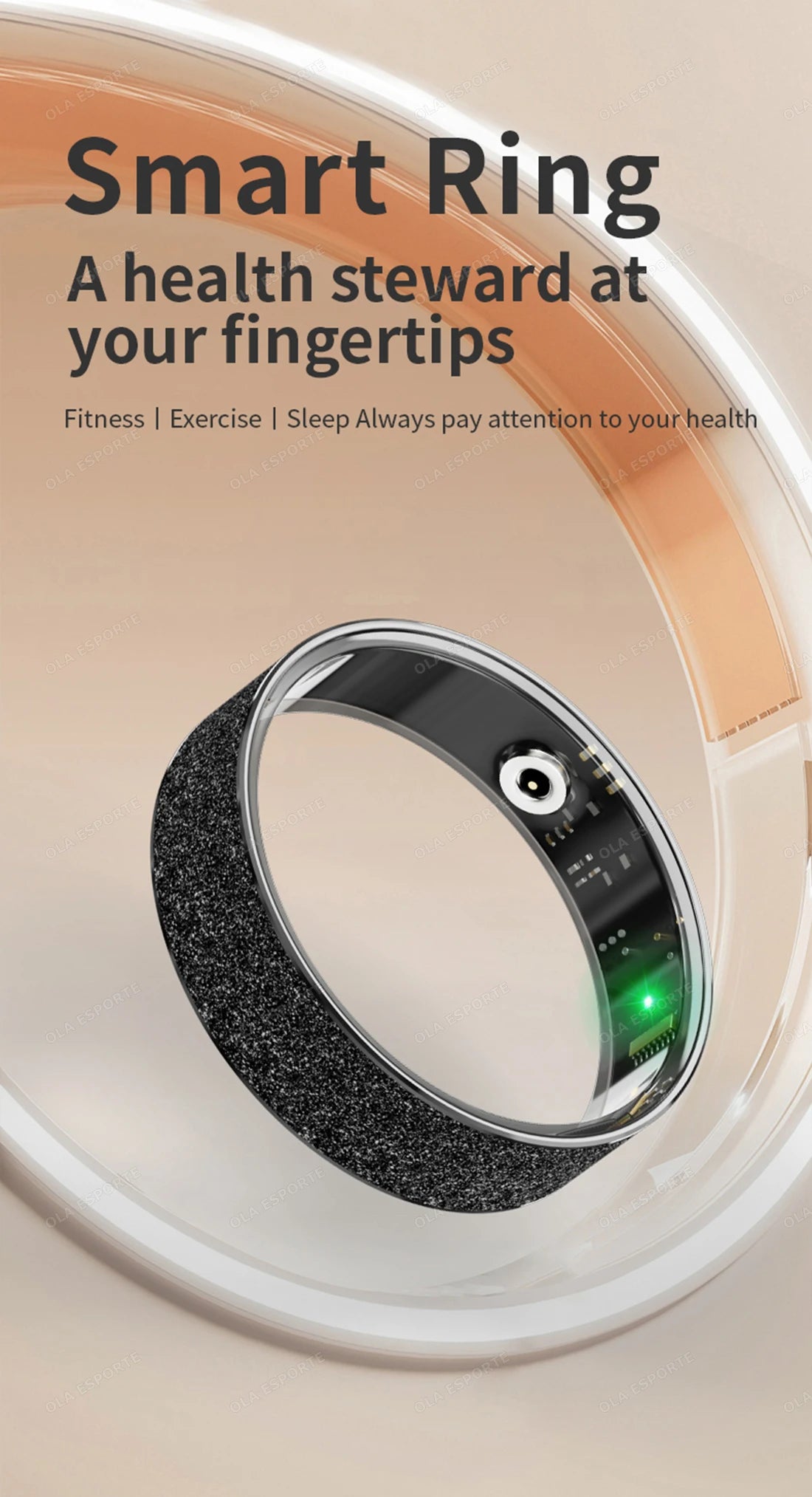 New Smart Ring with Charging Case for men women,Health and Sleep Monitor,iP68 & 5ATM Waterproof,Multi-sport Mode,For Android ios