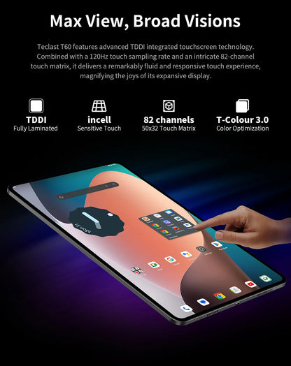 Teclast T60 Android 14 Tablet 12" 2K 90Hz Display, UNISOC T620, Max 20GB RAM, 256GB ROM, 8000mAh, 18W Fast Charge, 4G LTE, GPS